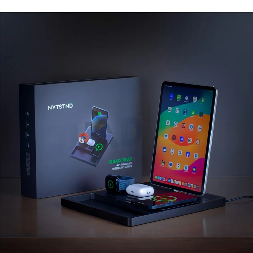 Black Quad Tray Wireless Charger